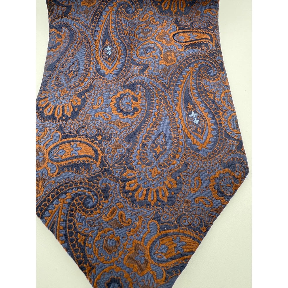 Vintage Tommy Hilfiger Silk Tie – Blue Brown Paisley, Made in USA